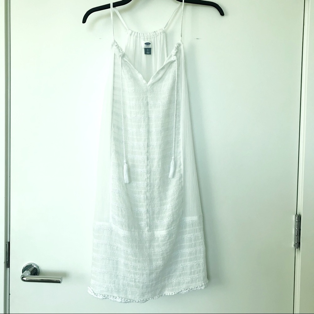 Cute cotton white dress with tassles